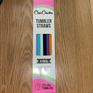 CharCharms Assorted Tumbler Straws 6 Pack 40oz NIB